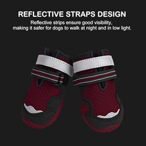 Dociote Zapatos para Perros, 4Pcs Perro Botas con Suela Antideslizante, Correas Resistente, Impermeables Protectores de Patas para Perros Medianos y Grandes Verano Azul 6#