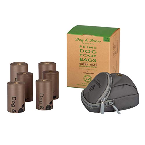 Dog Poo Bags Dispenser Holder Biodegradable Poo Bag, Treats Bag, 120 Dog Waste Bag , Corn Starch, Large, Safe, Tear-Resistant For Dog Lead, Belt Loop, Bag Clip, Poop Bag