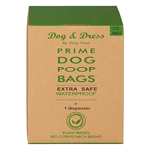 Dog Poo Bags Dispenser Holder Biodegradable Poo Bag, Treats Bag, 120 Dog Waste Bag , Corn Starch, Large, Safe, Tear-Resistant For Dog Lead, Belt Loop, Bag Clip, Poop Bag