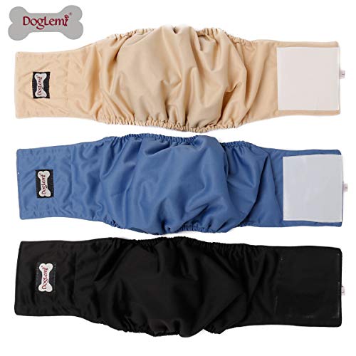 Doglemi Pañales Lavables para Perros machos, Bragas higiénicas para desenredar Las Costuras, 6 tamaños Disponibles de XS a XXL, Aptos para Todos los Perros (XS: 24-33cm, 3-Packs)