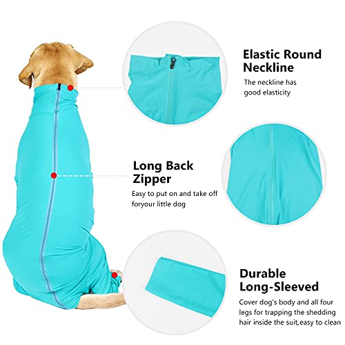 Etdane Mono de perro para evitar que se derrame el pelo, para recuperar la cirugía, traje de mascota, camiseta deportiva para reducir la ansiedad, mono azul/L