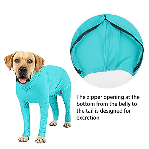 Etdane Mono de perro para evitar que se derrame el pelo, para recuperar la cirugía, traje de mascota, camiseta deportiva para reducir la ansiedad, mono azul/L