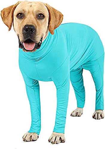 Etdane Mono de perro para evitar que se derrame el pelo, para recuperar la cirugía, traje de mascota, camiseta deportiva para reducir la ansiedad, mono azul/L