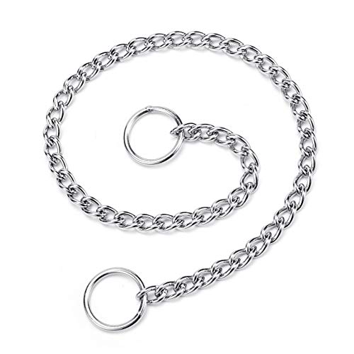 Filhome Collar de estrangulador de perro, collar de cadena de acero inoxidable, collar de choque de metal para cachorros, collar de cadena de deslizamiento para entrenamiento