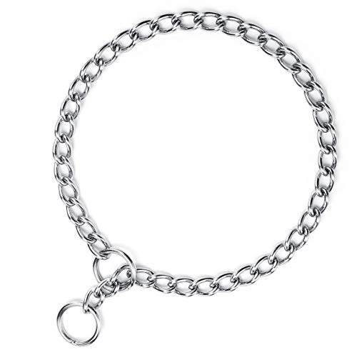 Filhome Collar de estrangulador de perro, collar de cadena de acero inoxidable, collar de choque de metal para cachorros, collar de cadena de deslizamiento para entrenamiento