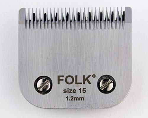 Folk Cabezal de Cuchilla Size 15 de la Serie A5 - Nº15 - De Corte Corto a 1,2 mm Cuchilla Acero. Peluqueria Canina