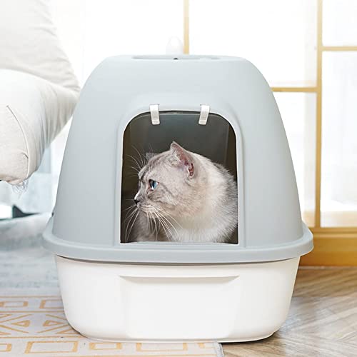 Fully Enclosed Drawer Type Cat Litter Box Large Anti- Splash and Odor- Resistant Cat Litter Box Cat Toilet with Door (Color : Green)