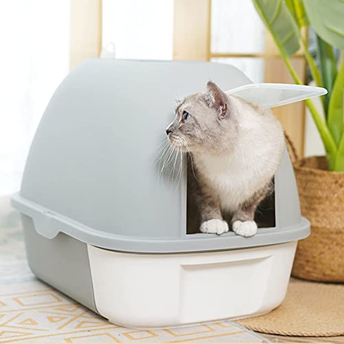 Fully Enclosed Drawer Type Cat Litter Box Large Anti- Splash and Odor- Resistant Cat Litter Box Cat Toilet with Door (Color : Green)