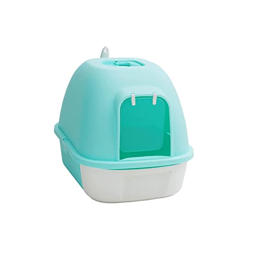 Fully Enclosed Drawer Type Cat Litter Box Large Anti- Splash and Odor- Resistant Cat Litter Box Cat Toilet with Door (Color : Green)