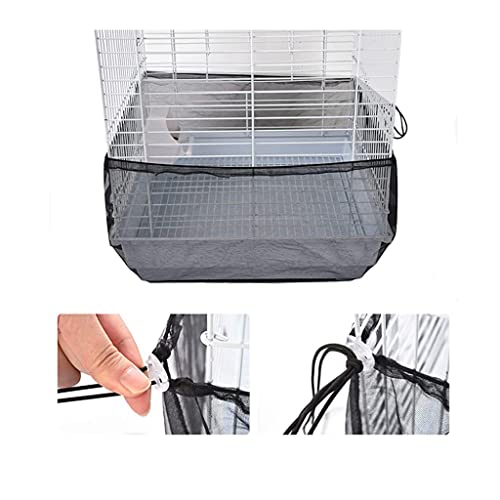 FurPaw Funda para Jaula Pajaro Cubierta de Malla para Jaula Aves Suave Negro Ajustable Protector Falda Jaula (Longitud máxima 76,3in, Ancho 12,2in)