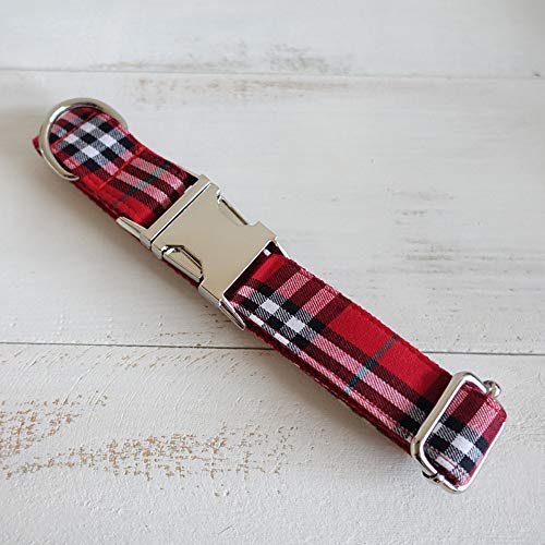 Gulunmun Collares Básicos Collar De Perro Acolchado Ajustable, Collar De Perro De Nylon para Mascotas para Adiestramiento De Perros Pequeños Y Medianos, Caminar, Rejilla Roja