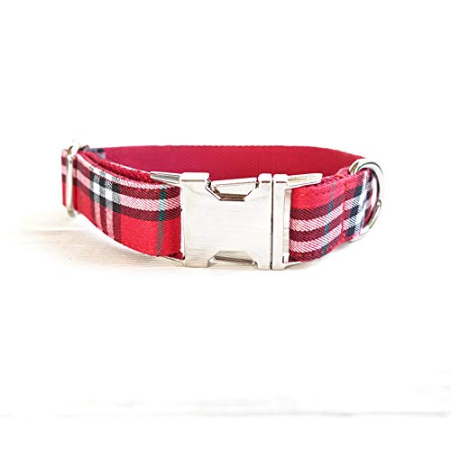 Gulunmun Collares Básicos Collar De Perro Acolchado Ajustable, Collar De Perro De Nylon para Mascotas para Adiestramiento De Perros Pequeños Y Medianos, Caminar, Rejilla Roja