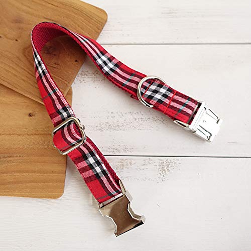 Gulunmun Collares Básicos Collar De Perro Acolchado Ajustable, Collar De Perro De Nylon para Mascotas para Adiestramiento De Perros Pequeños Y Medianos, Caminar, Rejilla Roja