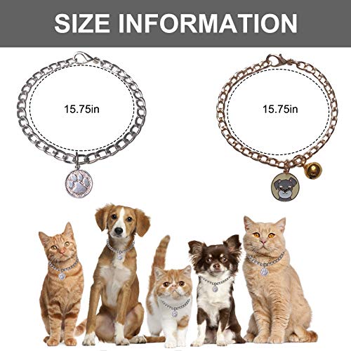 HACRAHO Collar de cadena para perro, 2 unidades de collar de cadena para perro, collar de metal con colgante y campana para gatos, perros, cachorro, oro y plata, 40 cm