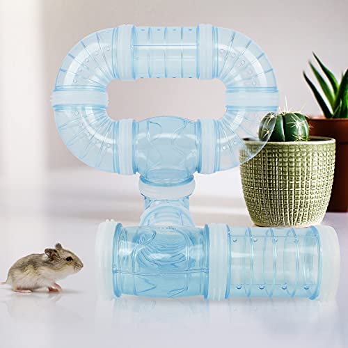 Haisheng Hámster Jaula Hámster Casa Hámster Juguete Tubos para Mascotas Juego de Hámster Tunel Hamster para Ampliar El Espacio, Laberinto, Bricolaje, Conecta la Jaula, Rata (Azul, Calibre 5.5cm)