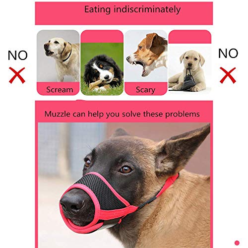 HEELE Bozal para Perros Bozal Perro Anti-Mordedor Fit Bozal para Perros Malla Transpirable con Forma de Boca para Perros, Negro-Rojo, L