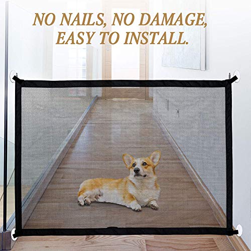 Herbests - Barrera de seguridad para perros y niños, Magic Gate para perros, cercado de aislamiento para mascotas, plegable, portátil, para escaleras, balcones, 180 x 72 cm