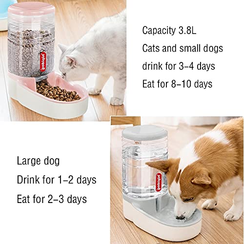 HKUKUUU 3.5L x 2 Piezas Dispensador Comida y Agua de Perros, Comedero Automático, Dispensadores de Pienso para Mascotas,Green