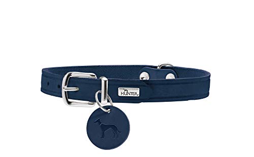HUNTER Aalborg - Collar de Piel para Perro (47 (S-M), Color Azul Oscuro