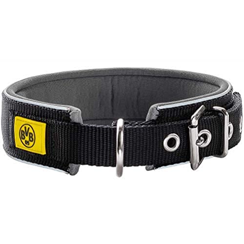 HUNTER NEOPREN Reflect BVB - Collar para Perro (Nailon, Neopreno, Reflectante, Talla 45 (S-M), Color Negro y Amarillo
