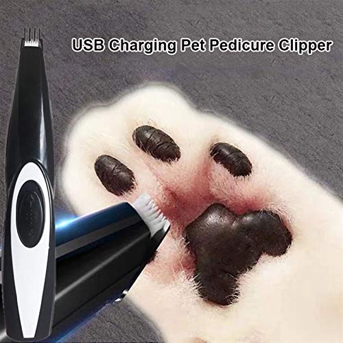 HXJ Cortadora De Perros, Cortadora De Pelo Profesional para Pies De Mascotas, Cortadora De Crecimiento De Mascotas, Cortador De Afeitado Recargable USB, Removedor De Bajo Ruido
