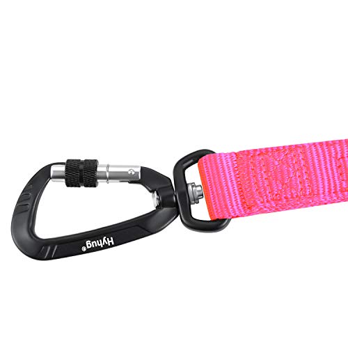 Hyhug Correa Corta Resistente de 61 cm de Longitud con asa cómoda y Correa de Aluminio de aviación Ligera para Perros Grandes y medianos. (Rosa Caliente)