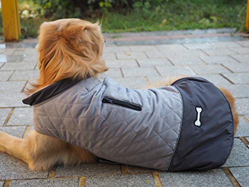 Idepet Abrigo para Perro A Prueba De Viento Chaqueta Cálida De Invierno, Ropa para Perros con Traje De Nieve Anti-Nieve para Perros Pequeños Medianos Grandes con Agujero De Arnés Azul Rosa Gris