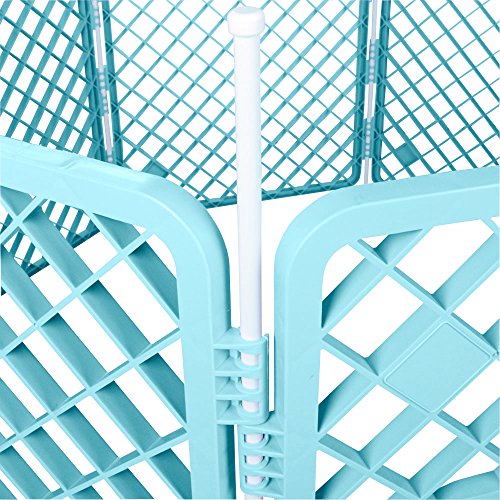Iris Ohyama, Parque para perros / parque para cachorros, 1,7 m², 8 paneles, puerta con pestillo, varillas para un fácil montaje y desmontaje, resistente a la intemperie - Pet Circle H-908 - Azul