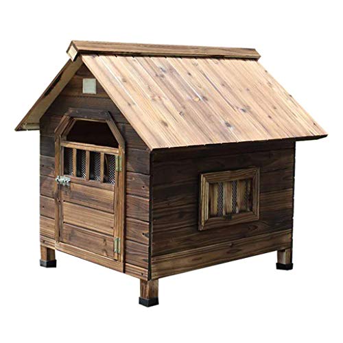 Jaula para perros Perrera Perrera de madera para exteriores Resistente a la lluvia Anticorrosión Fácil de limpiar Casa de conejo para gatos Villa para mascotas Regalo fácil de montar (Color: Marrón,