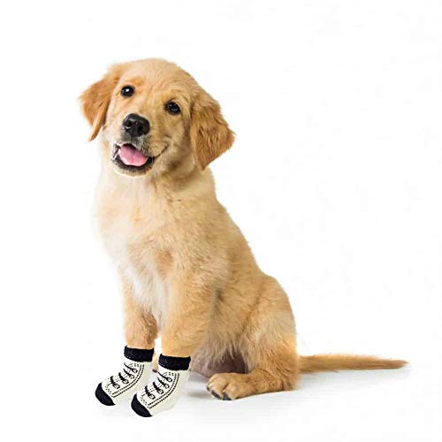 JieGuanG Botas para perros, 4 unidades, antideslizantes, impermeables, color negro, para mascotas, para perros pequeños, gatos