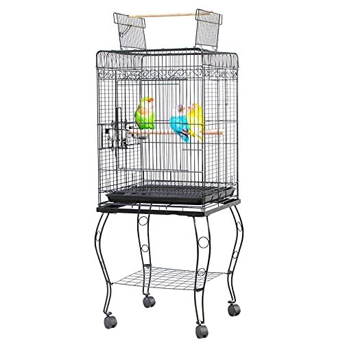 JINLIAN205-SHOP jaulas para pajaros 57"Pájaro Pájaro Pájaro para Pájaro Parakeet Cause con Perches de Madera 2 Estación de Varilla y Cúpulas de Alimentos de Acero Sin Cantas Jaula periquitos
