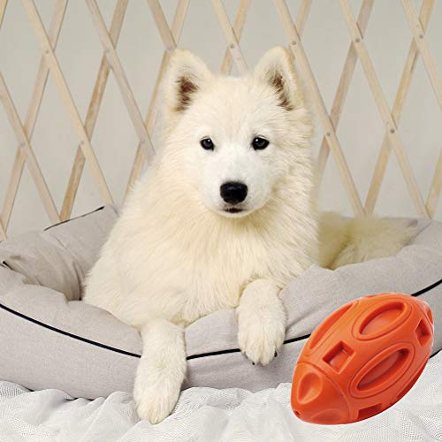 jlon Juguete para masticar para perros, juguete indestructible, para entrenamiento al aire libre, dentición para perros, juguetes de rugby, regalo para perros grandes y medianos (naranja)