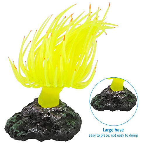Jubaopen 2PCS Coral de Silicona de Acuario Corales Artificiales Coral Adorno Decoración Corales Falsos Decoración de Coral Artificial para Estanque de Pecera de Acuario (Azul y Amarillo)
