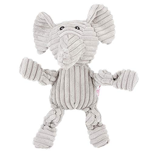 Juguetes para Perros, Juguetes interactivos para Masticar Perros de Peluche Suave, compañero de Perro, Varios Animales, Juguete de Entrenamiento para Cachorros (Perro, Mono, Elefante y Toro)(Gris)