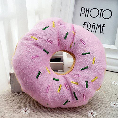 JUNGEN Juguetes de Peluche con Sonidos para Perro Juguete Mordedor en Forma de Donut Juguete Mordedor Felpa para Mascotas Marrón