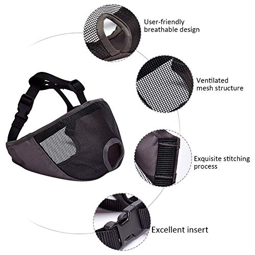 JWPC Bozal Corto para Perro con bozal Ajustable, bozal de Bulldog Transpirable, máscara para Masticar ladridos, para Perros pequeños, medianos y Grandes