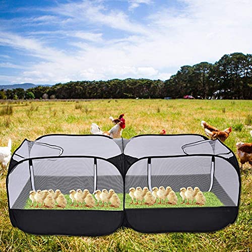 KarDor Pines de juego plegables para mascotas, gran jaula, transportables, paredes de malla transpirable y transparente, patio de juegos para gallinas y gatos/pato (negro sin fondo)