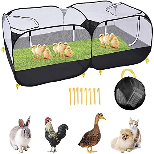 KarDor Pines de juego plegables para mascotas, gran jaula, transportables, paredes de malla transpirable y transparente, patio de juegos para gallinas y gatos/pato (negro sin fondo)