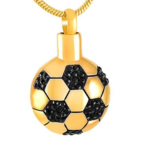 kliy Caja Funeraria Cristal De Acero Inoxidable 316L Balón De Fútbol Cremación Urna Colgante Mantenga Cenizas Recuerdo Urna Conmemorativa Jewelry-Pendant_Only