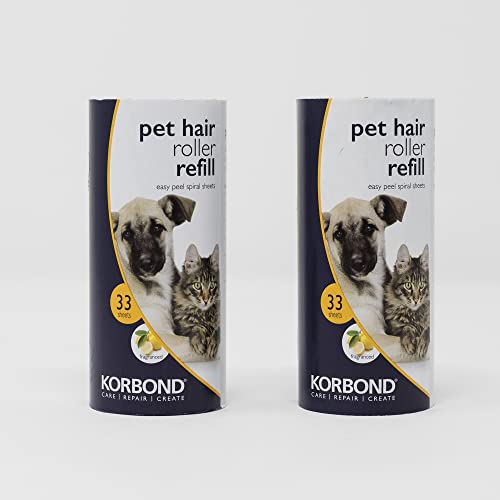 Korbond- 12 REPUESTOS para rodillos de pelusa PET de 9,8 m con 396 hojas de papel precortadas, adhesivo CITRUS SCENT, apto para TODO TIPO DE TELAS, elimina el pelo de las mascotas SIN DEJAR RESIDUOS