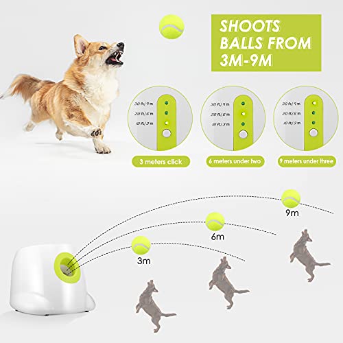 lanzador de pelotas, KKTECT 3 ajuste de distancia ajustable Lanzador automático de pelotas de tenis para entrenar y jugar Incluyendo 3 bolas