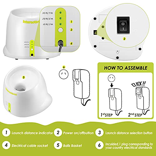 lanzador de pelotas, KKTECT 3 ajuste de distancia ajustable Lanzador automático de pelotas de tenis para entrenar y jugar Incluyendo 3 bolas