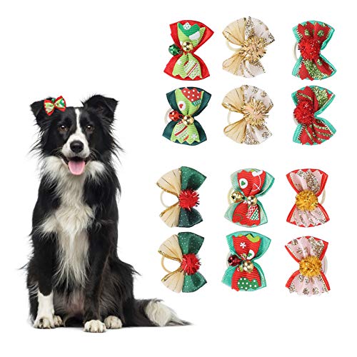 Lindos lazos para mascotas, productos para el cuidado de mascotas pequeñas, lazo de pelo para mascotas con patrón de cambio de color mixto, bandas de goma para cachorros(colores del arcoiris)