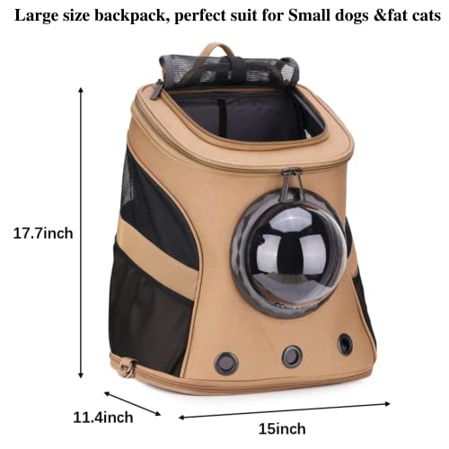 LOLLIMEOW Mochila grande para mascotas, mochila de burbujas para gatos y cachorros, aprobada por la aerolínea (Kaki)