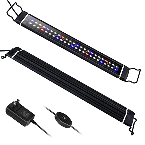 Luz LED Acuario,Pantalla Led Acuarios,Iluminacion Led para Peceras,Luz LED de 3 Colores Blanco/Rojo/Azul Ajustable para Acuarios (45CM-65CM)