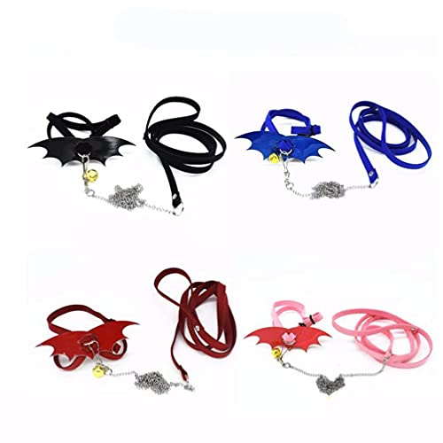 M I A Arnés y correa con alas - Correa de arnés de tortuga ajustable para el cuello, cuerda de control de lagarto para reptiles (color: negro, tamaño: S)