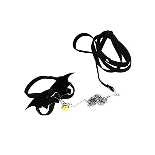M I A Arnés y correa con alas - Correa de arnés de tortuga ajustable para el cuello, cuerda de control de lagarto para reptiles (color: negro, tamaño: S)