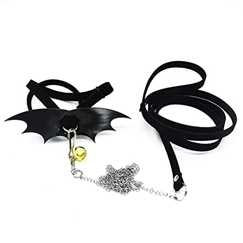 M I A Arnés y correa con alas - Correa de arnés de tortuga ajustable para el cuello, cuerda de control de lagarto para reptiles (color: negro, tamaño: S)