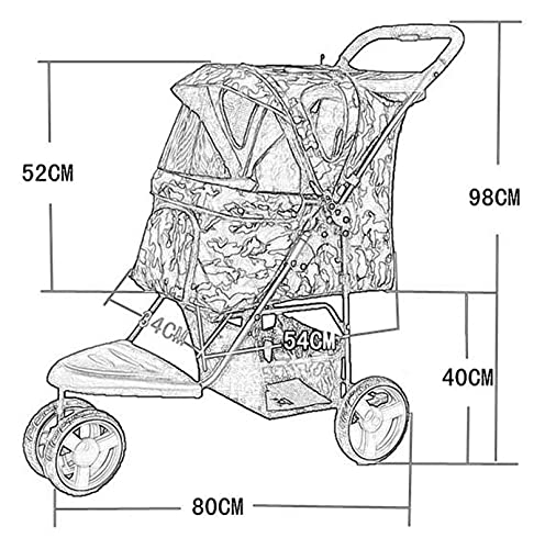 M3 Decorium Cochecito de Mascotas para Perros pequeños 3 Ruedas Jaula Cochecito Recorrido portátil portátil paseando Carrito para Perros Gatos (Color : B)