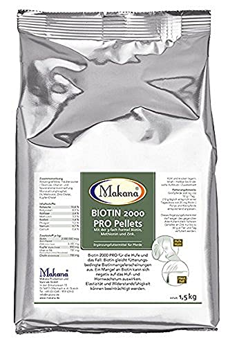 Makana Biotina 2000 Pro Pellets para pezuñas estables, Bolsa de 1,5 kg (1 x 1,5 kg)
